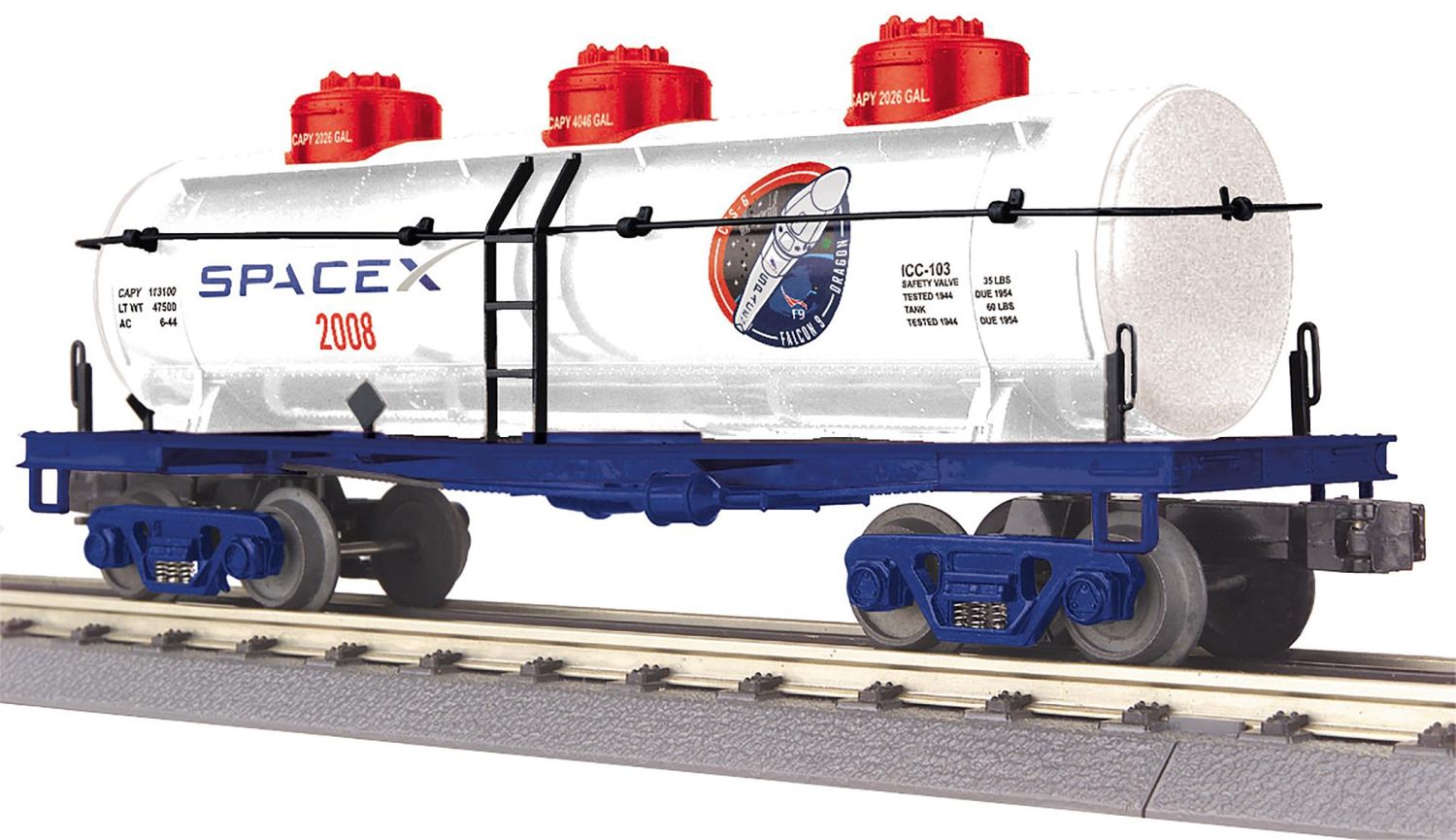 30-73664 - O Gauge RailKing SpaceX 3-Dome Tank Car