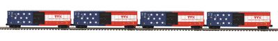 20-92464 - O Scale Premier TTX 4-Car 50’ Waffle Box Car Set