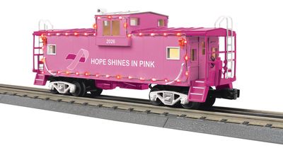 30-77440 - O Gauge Rugged Rails Cancer Awareness Extended Vision Caboose with LED Lights
