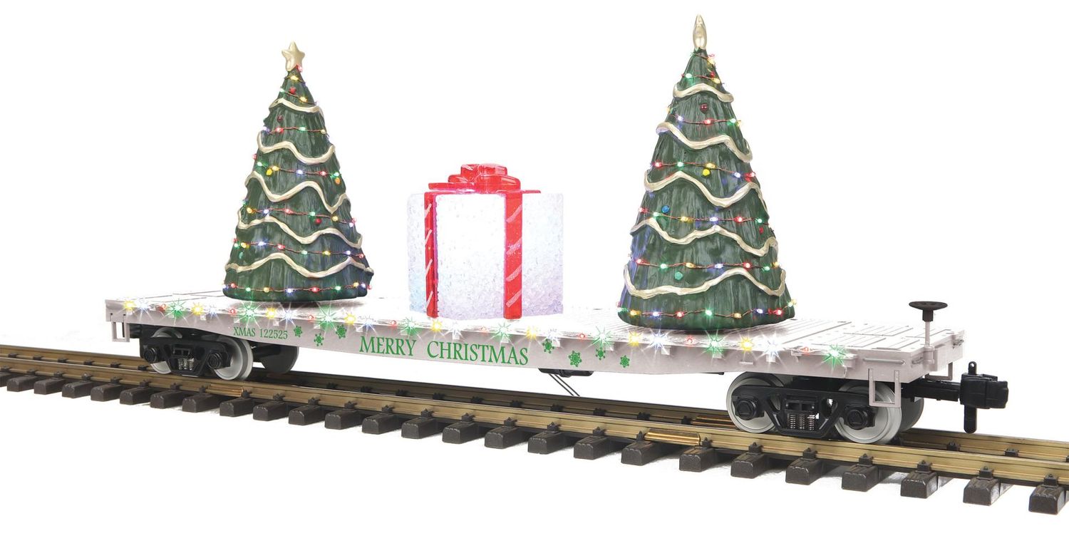 70-76078 - G Gauge RailKing One Gauge Christmas Flat Car w/Lighted Christmas Trees