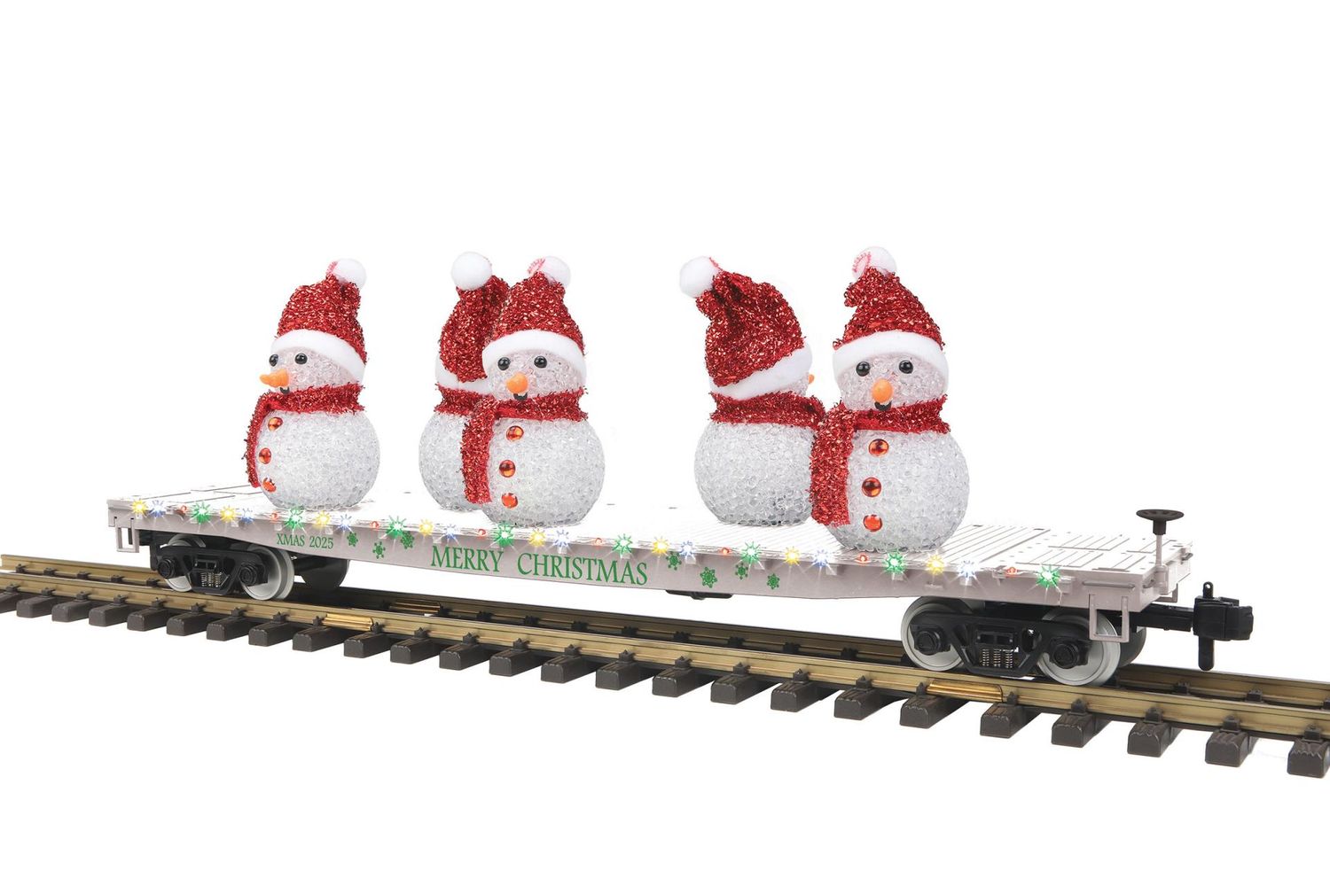70-76079 - G Gauge RailKing One Gauge Christmas Flat Car w/Lighted Snowmen