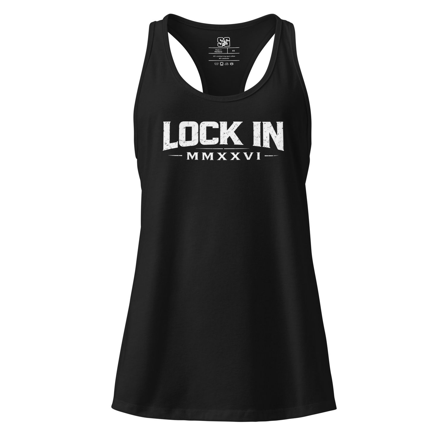 "LOCK IN/BOLD" Women’s fitted racerback tank top
