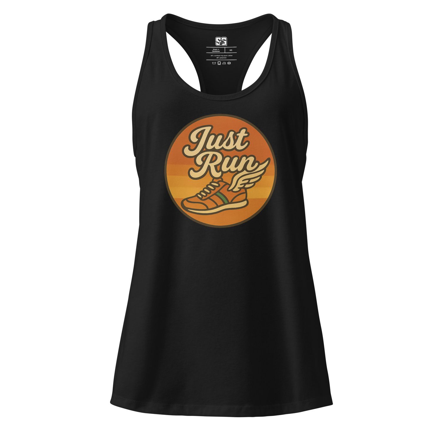 "JUST RUN" Women’s fitted racerback tank top