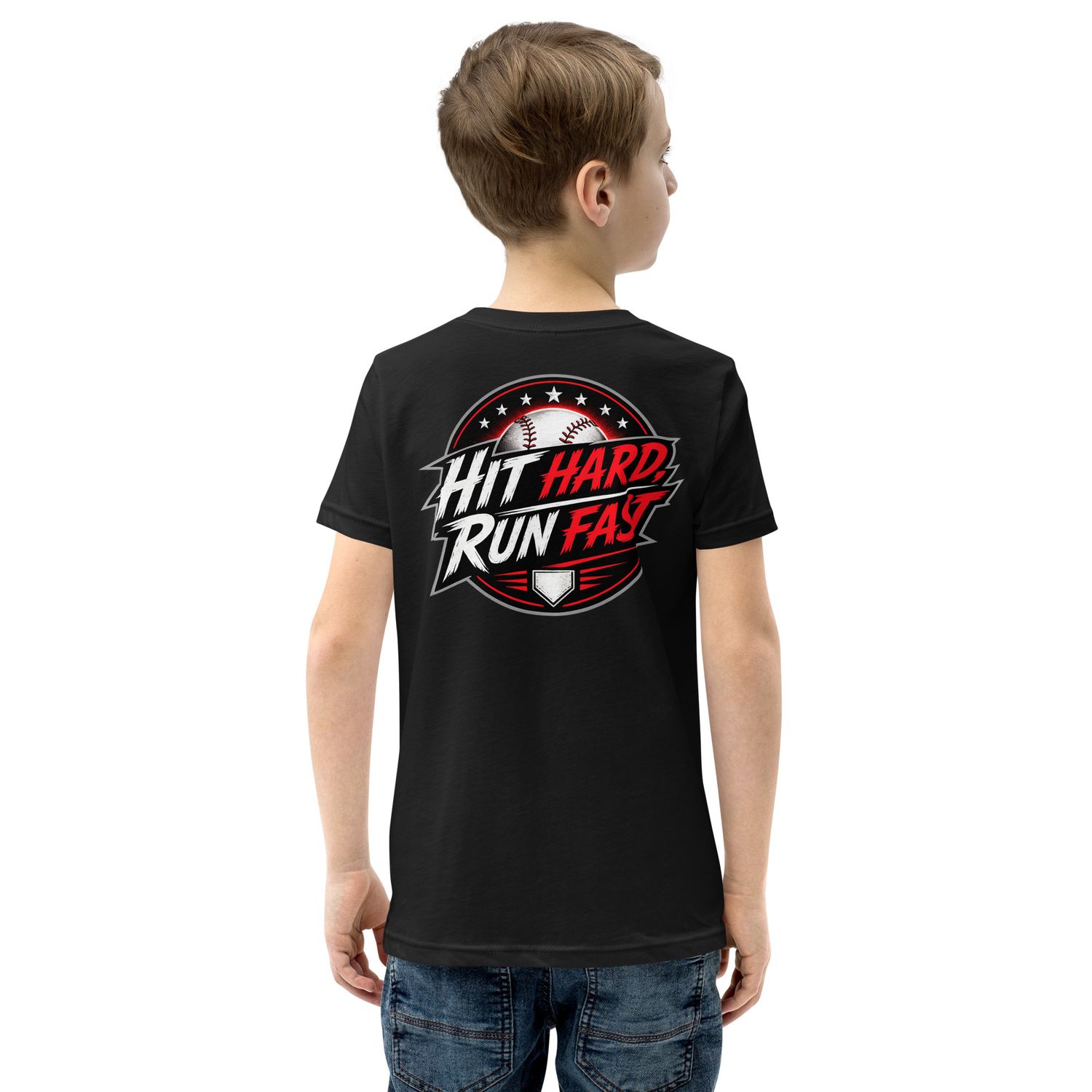 "HIT HARD,RUN FAST" Youth Short Sleeve T-Shirt