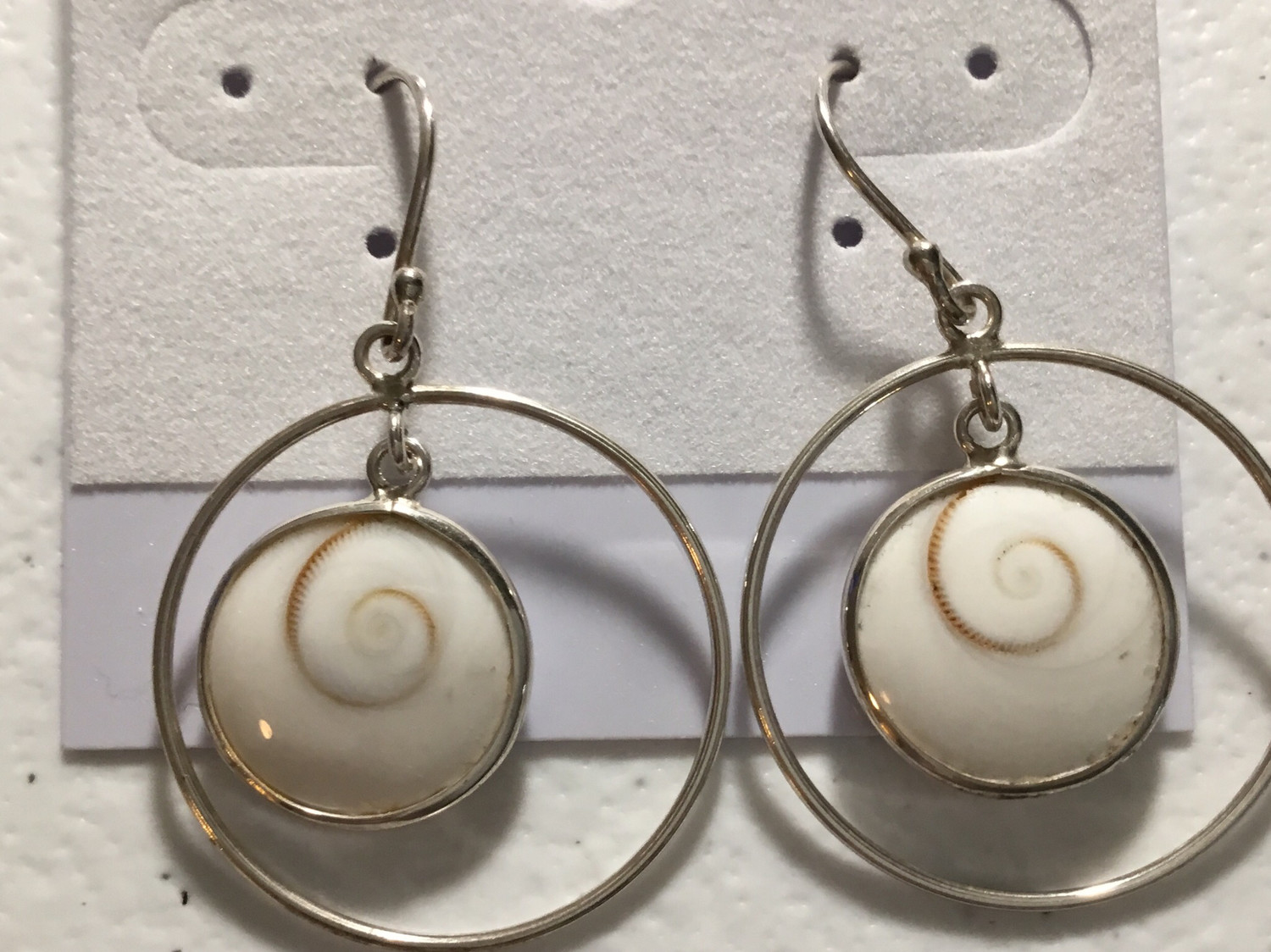 Sterling Silver Circle With Shiva Center Earrings 