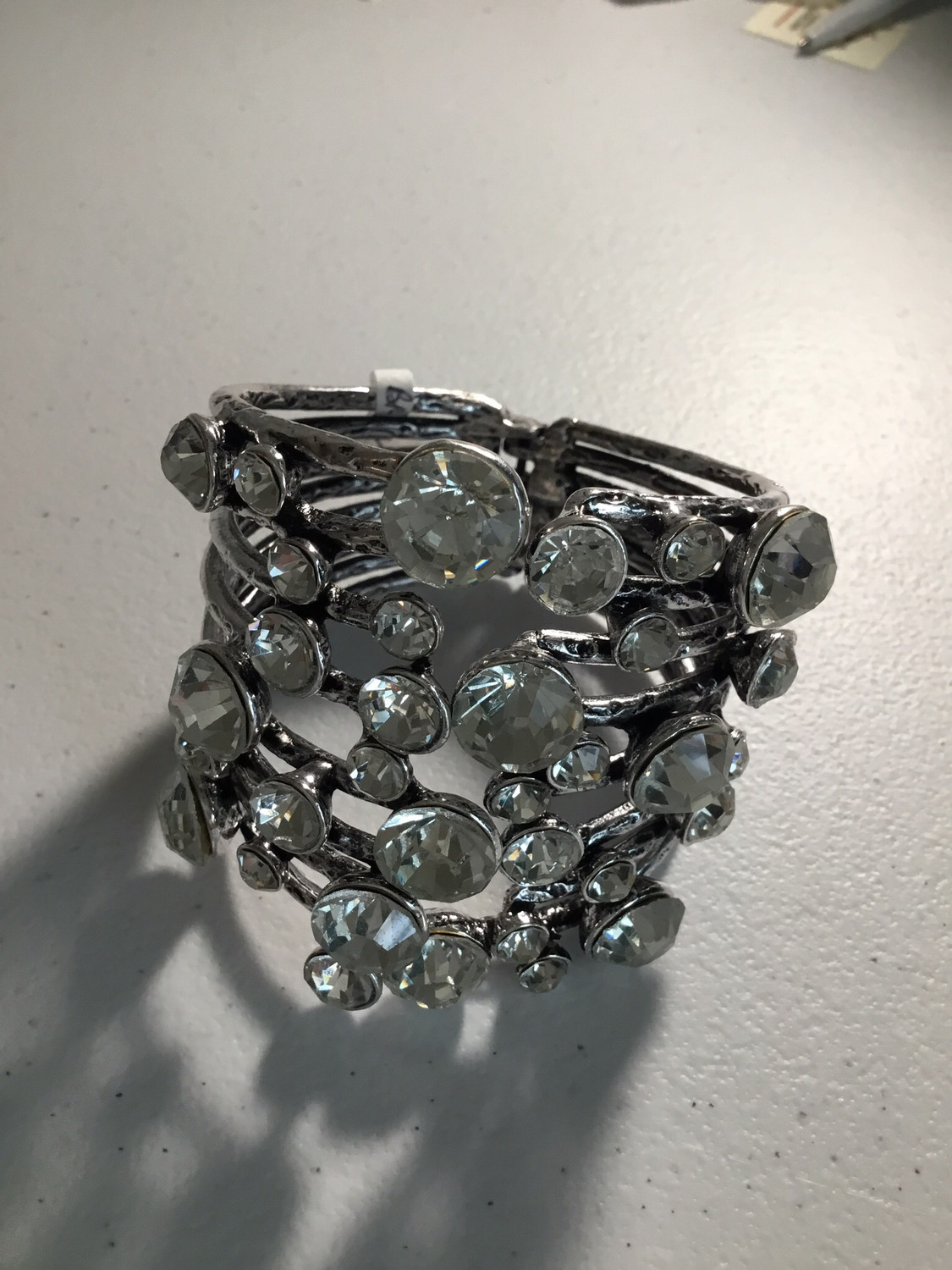 Silver Large Cuff with Lots of Crystals
