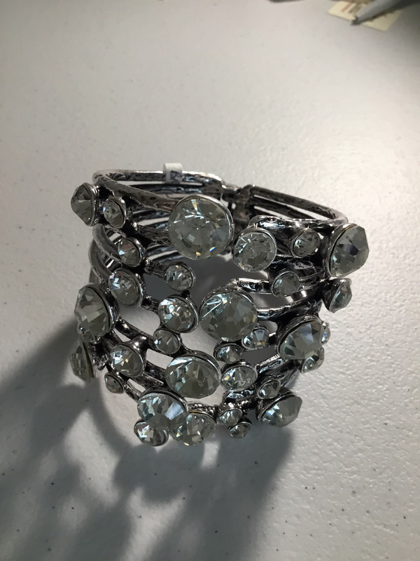 Silver Large Cuff with Lots of Crystals