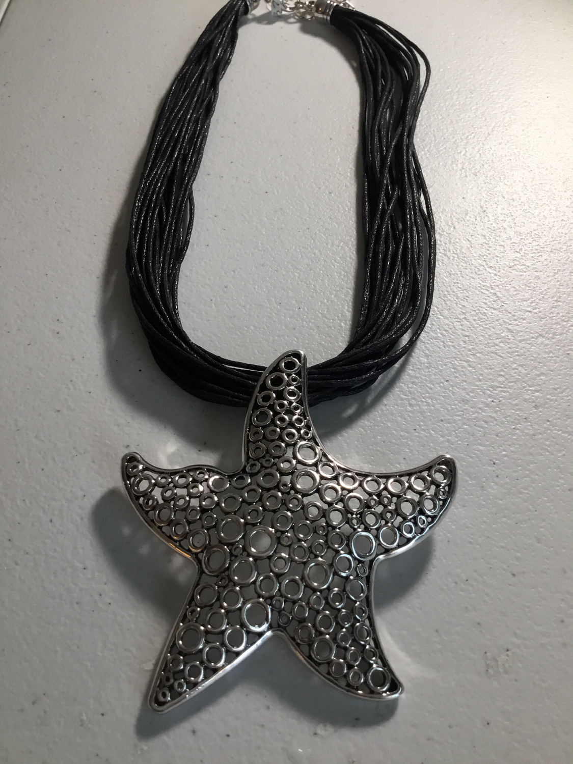 Black Leather with Starfish Pendant