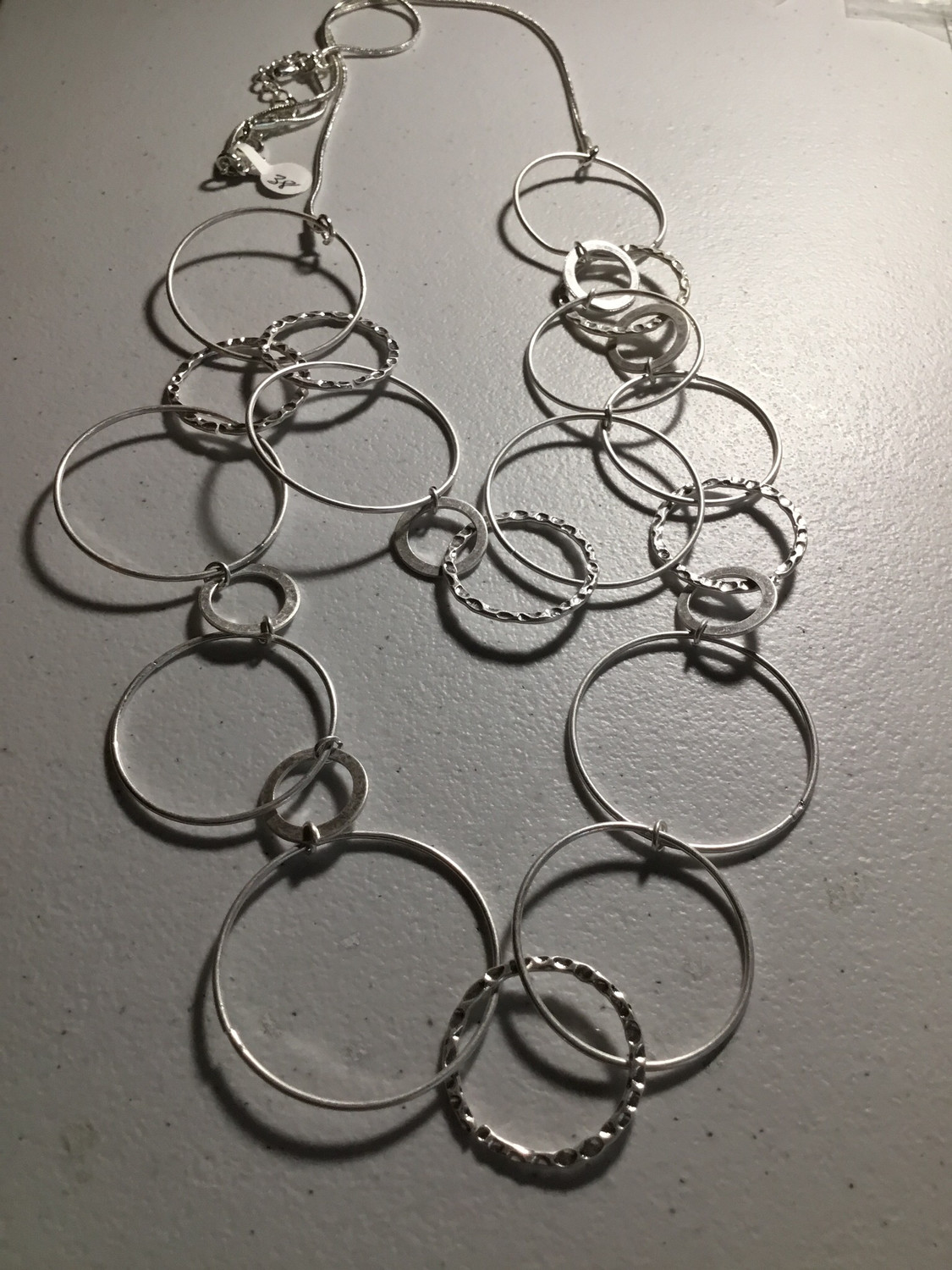 Silver Necklace with Double Layered Circles