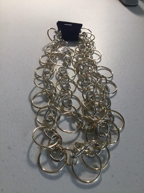 Gold and Silver Loop Long Necklace 