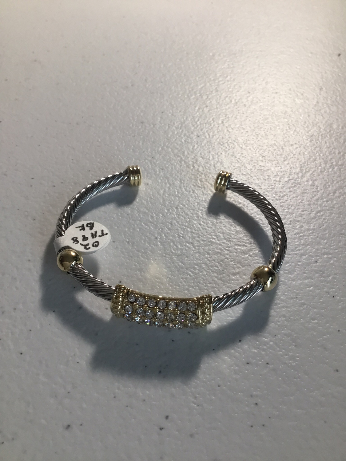 Gold and Silver Bangle With Pave CZs 