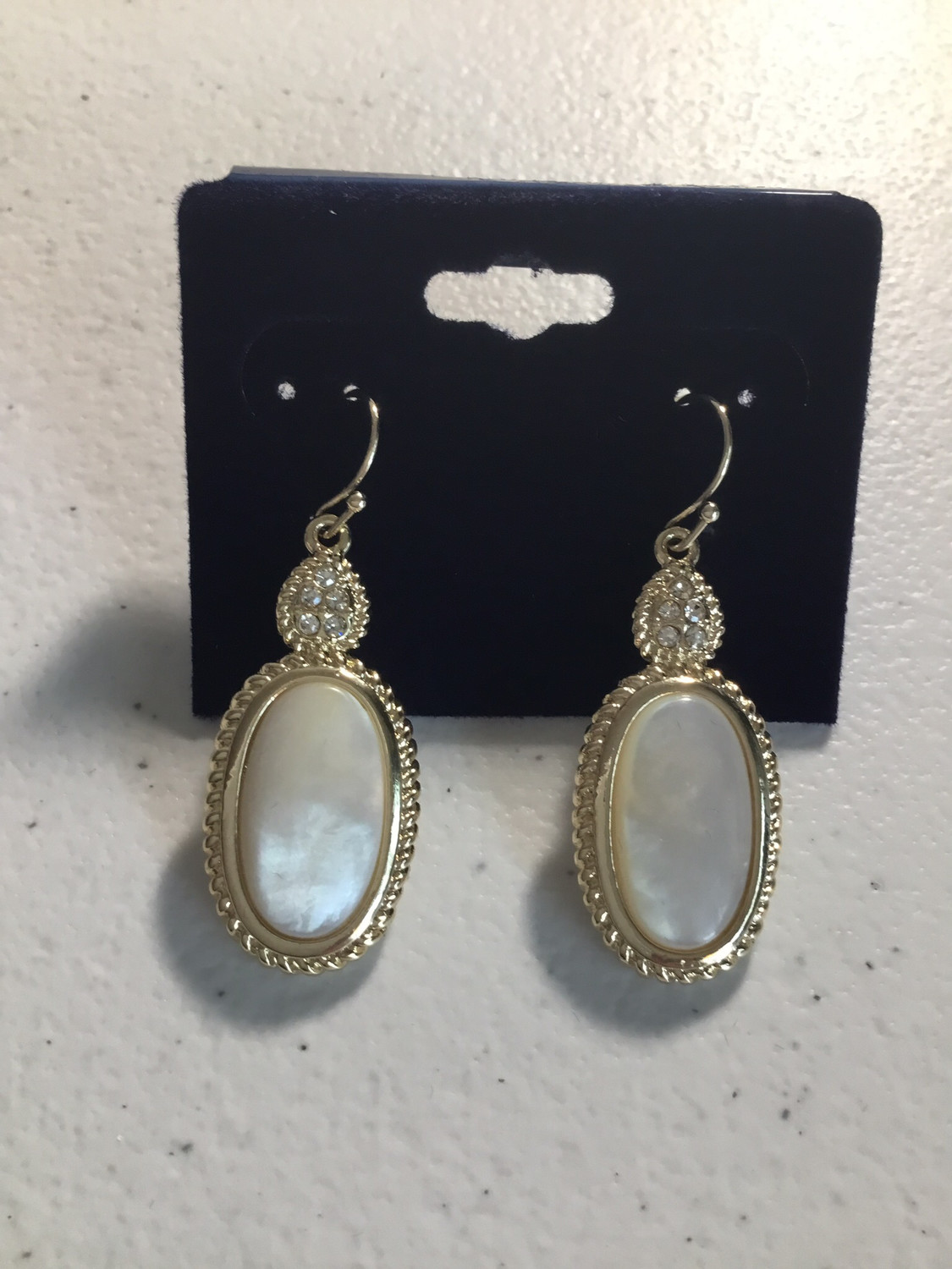 Gold Tone Mother of Pearl With Crystals