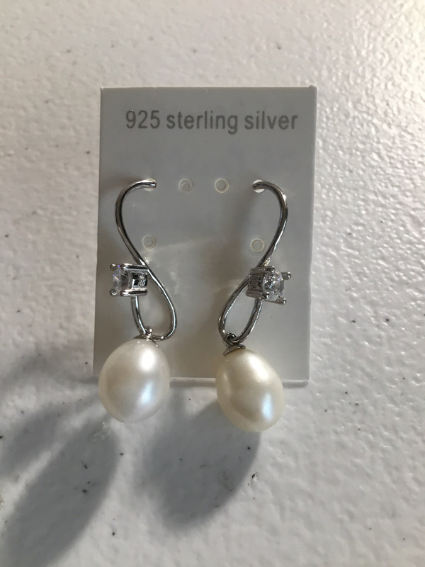 Sterling Silver White Pearl CZ Crystals