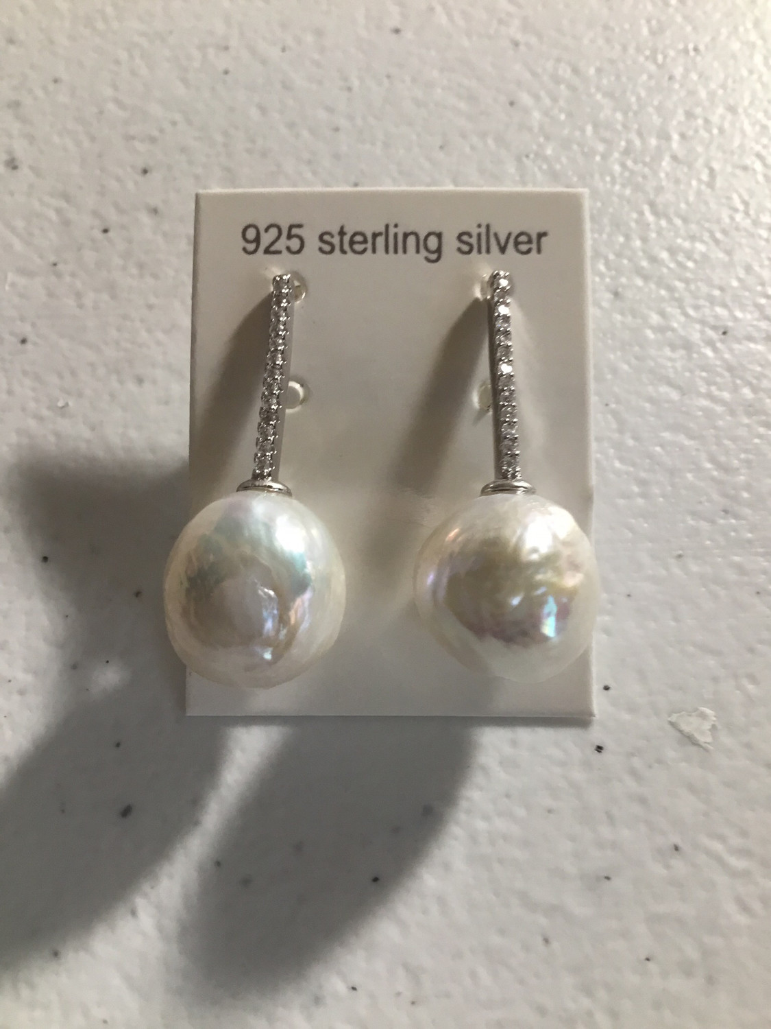 Sterling Silver White Edison-Pearl Earrings 