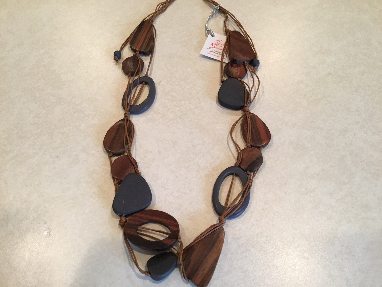 Short Adjustable Sono Wood Necklace With Handmade Beads