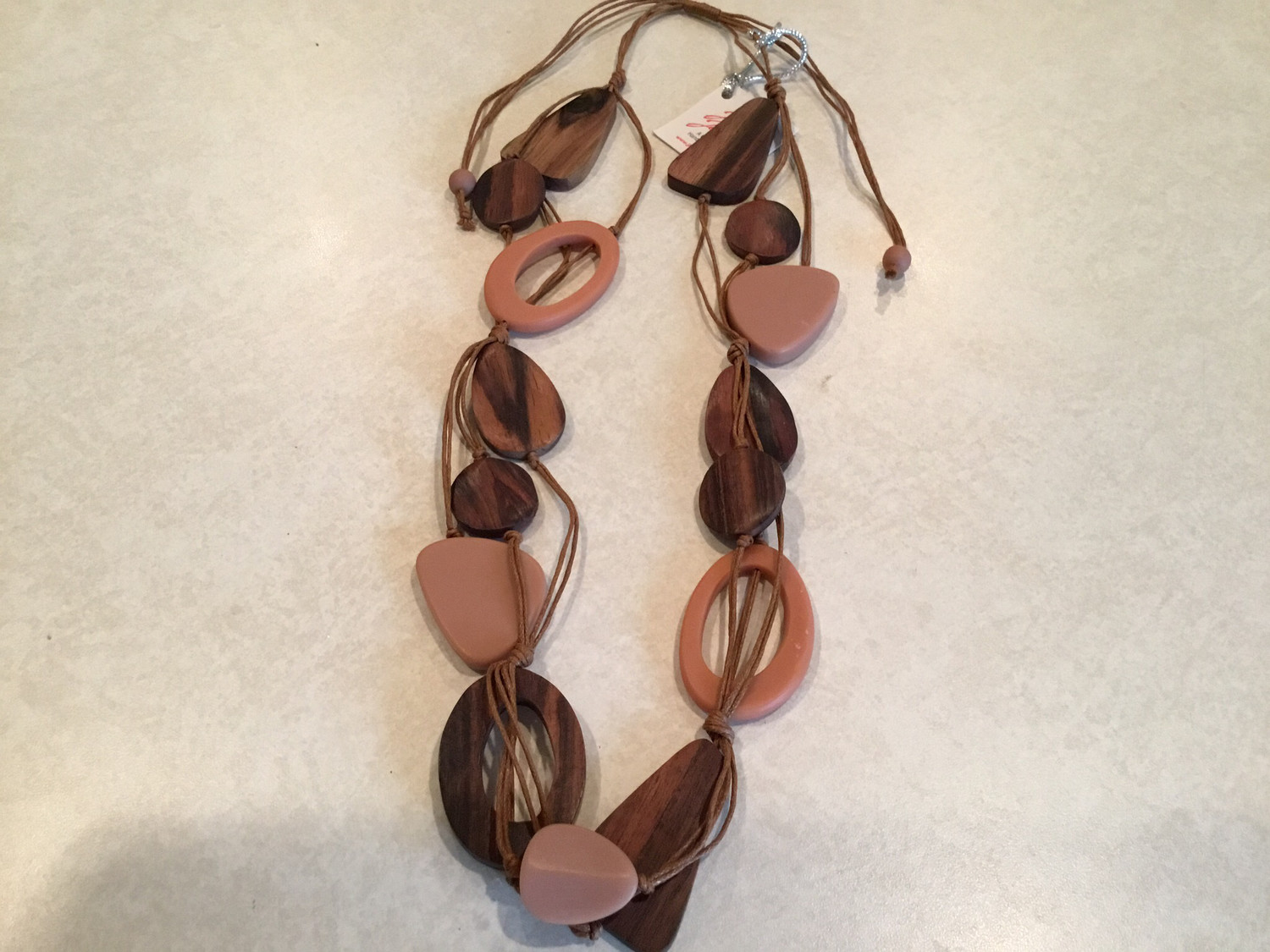 Short Adjustable Sono Wood Necklace With Handmade Beads