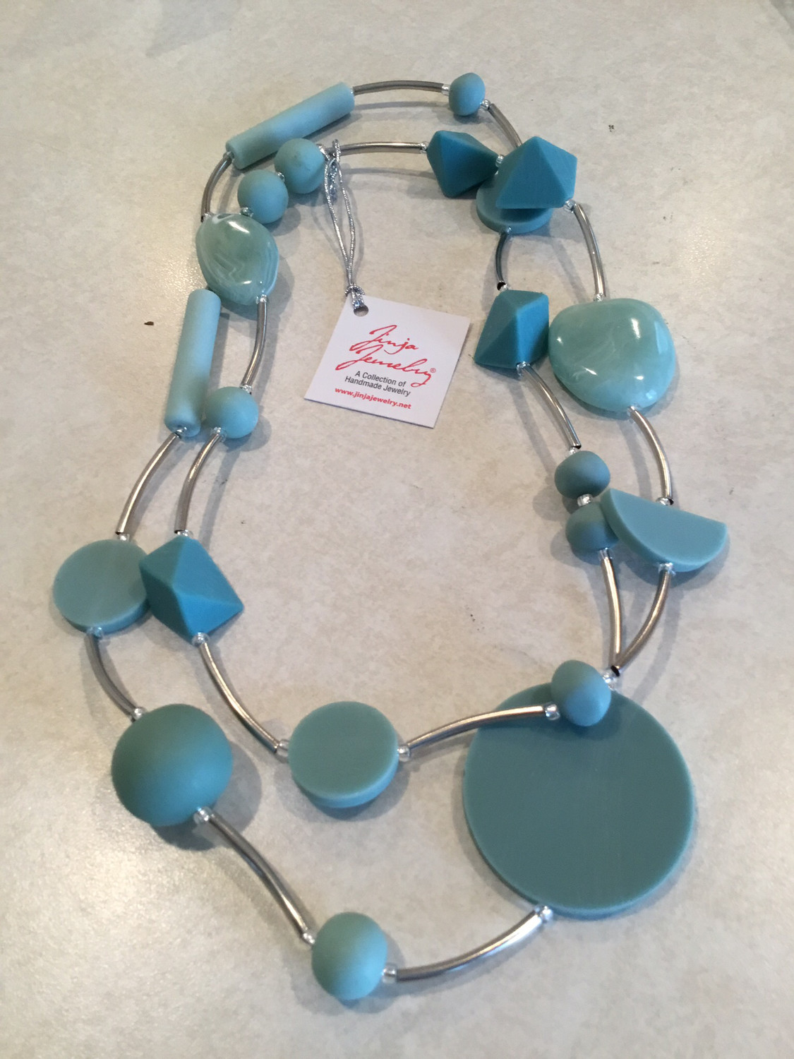 Stainless Steel Sage, Mint And Turquoise Handmade Beads 