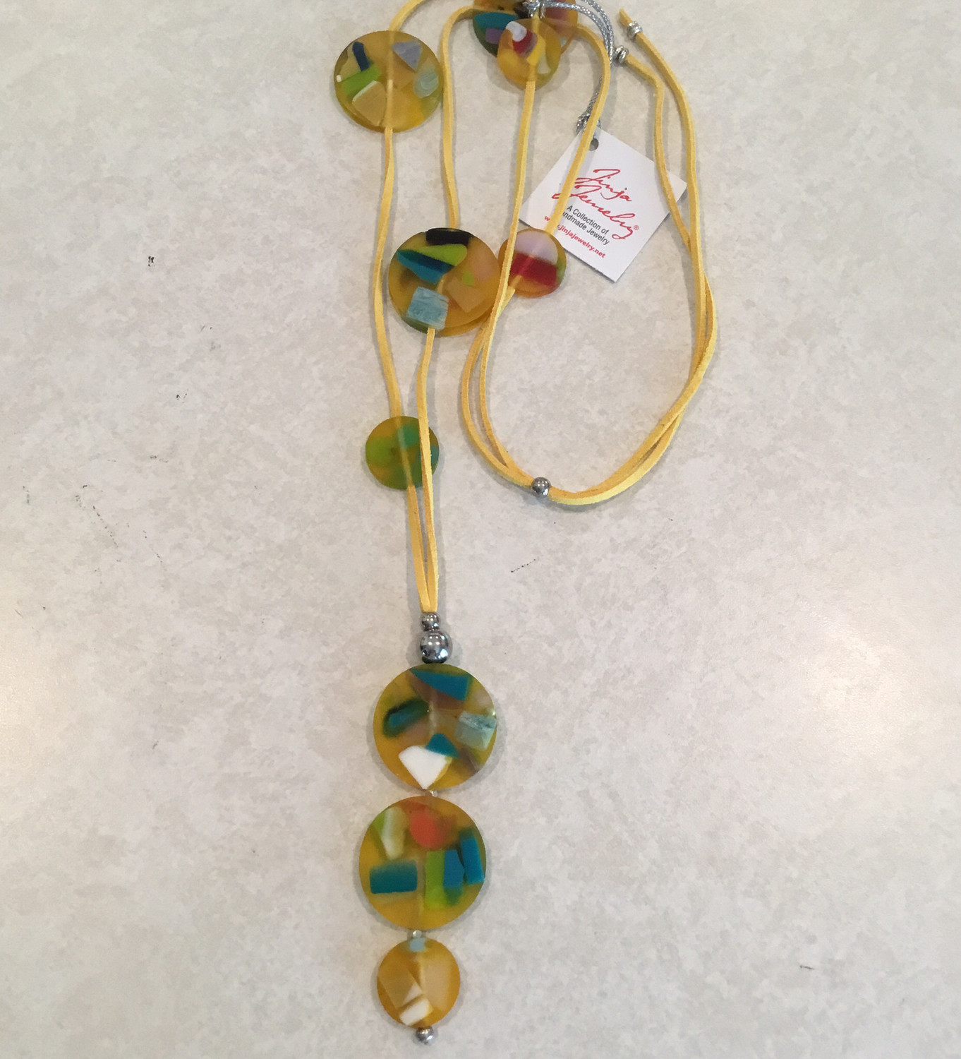 Long Adjustable Leather Necklace With Beautiful Summer Fun Beads