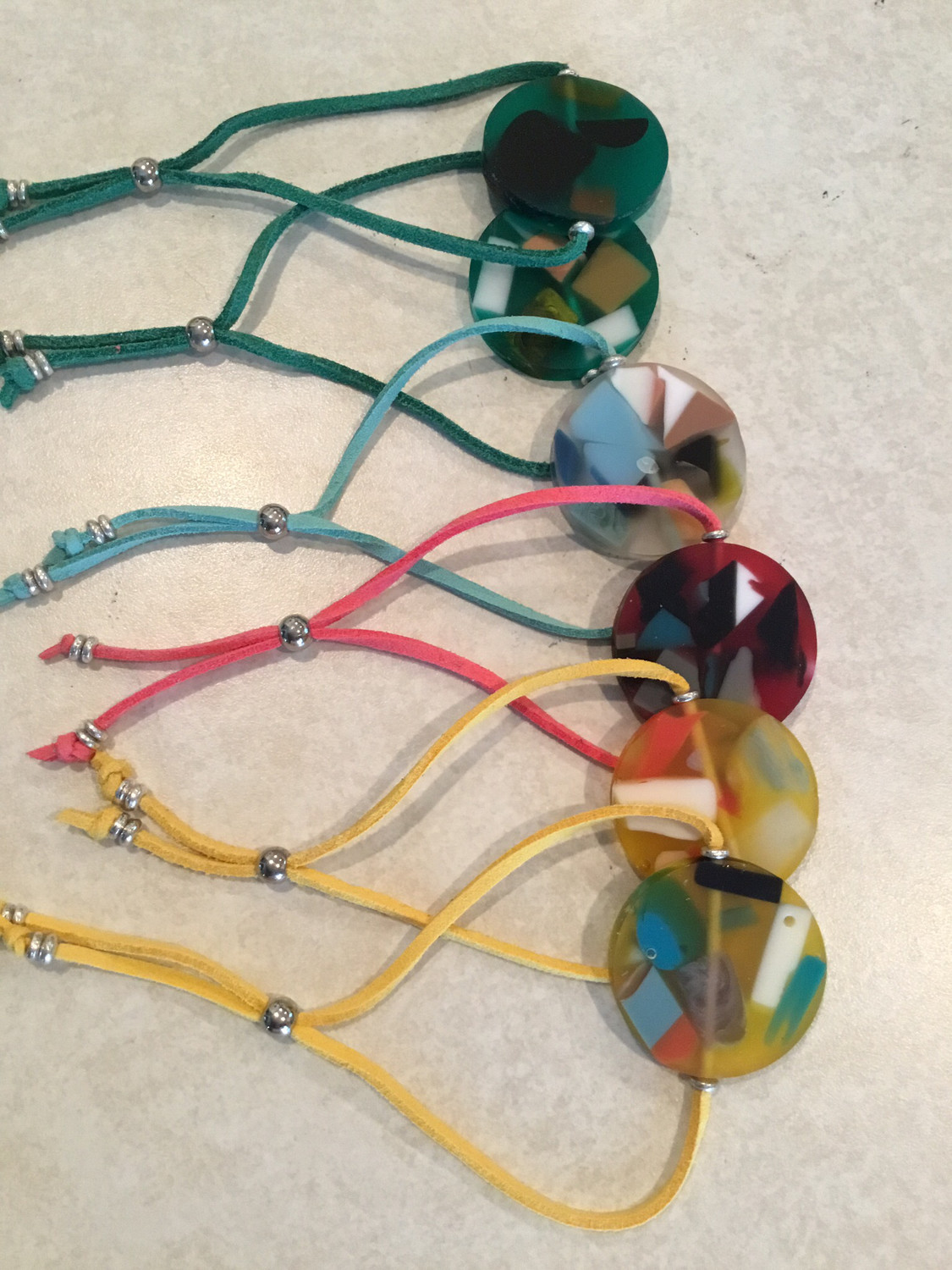 Long Adjustable Leather Necklace With Beautiful Sun Fun Beads And Tassel