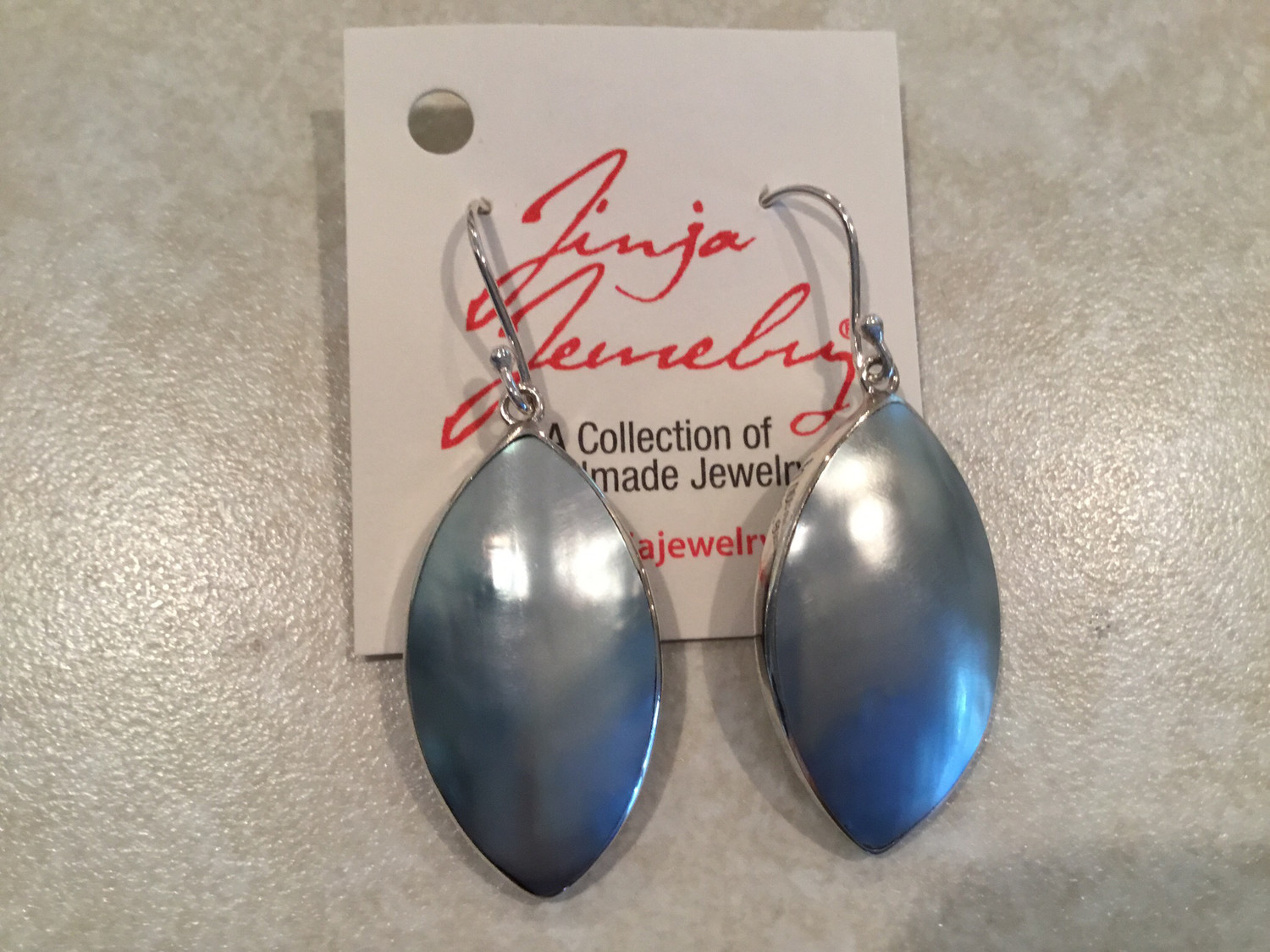 Sterling Silver Aqua Shell Earrings 