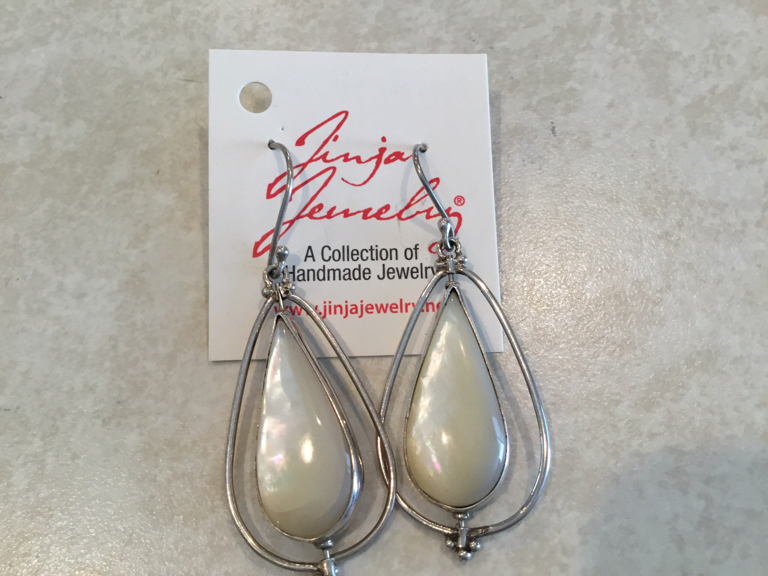 Sterling Silver Long Teardrop With Mother of Pearl