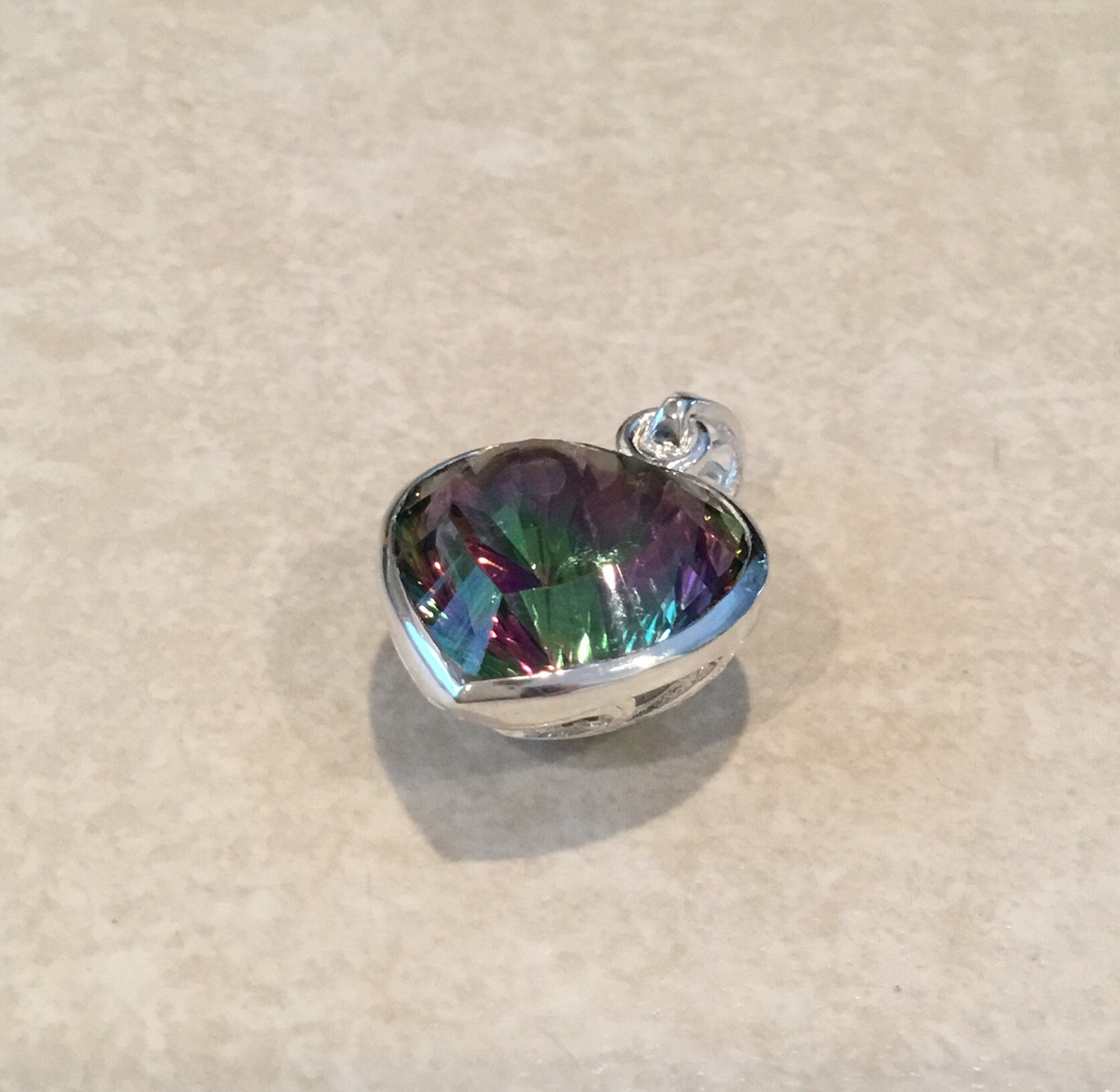 Handmade Sterling Silver Heart With Mystic Topaz 