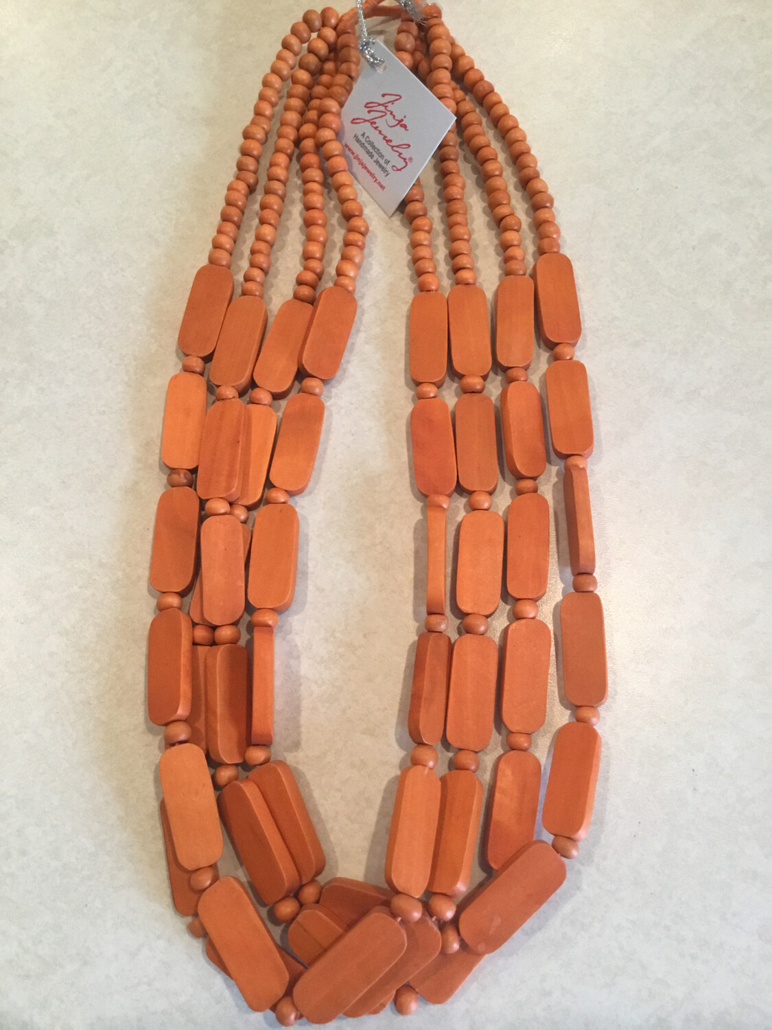 Mixed Sono Wood Beads In Beautiful Four Strand Necklace