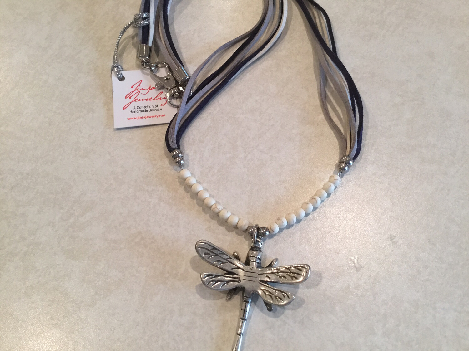 Dragonfly Leather Necklace With Wooden Beads