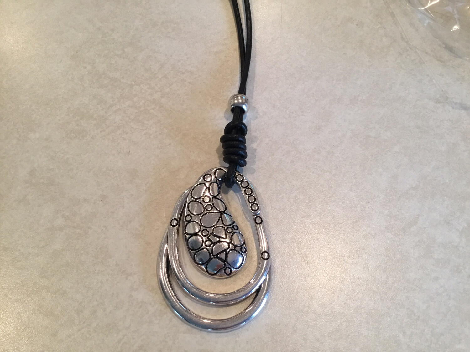 Long Necklace With Large Teardrop Pendant