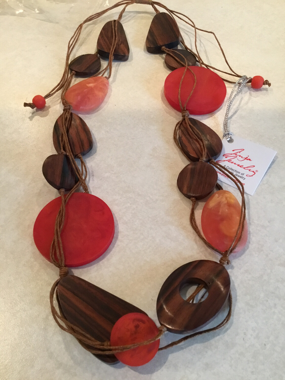 Handmade Short Adjustable Sono Wood And Bead Necklace