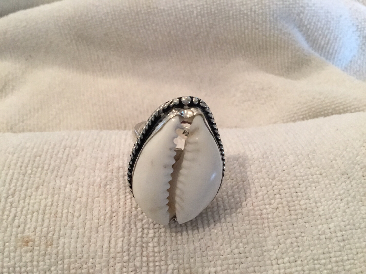 Sterling Silver Adjustable Cowrie Shell Ring