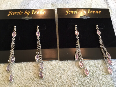 Three Strand Silver With Amethyst Or Pink Topaz Stones
