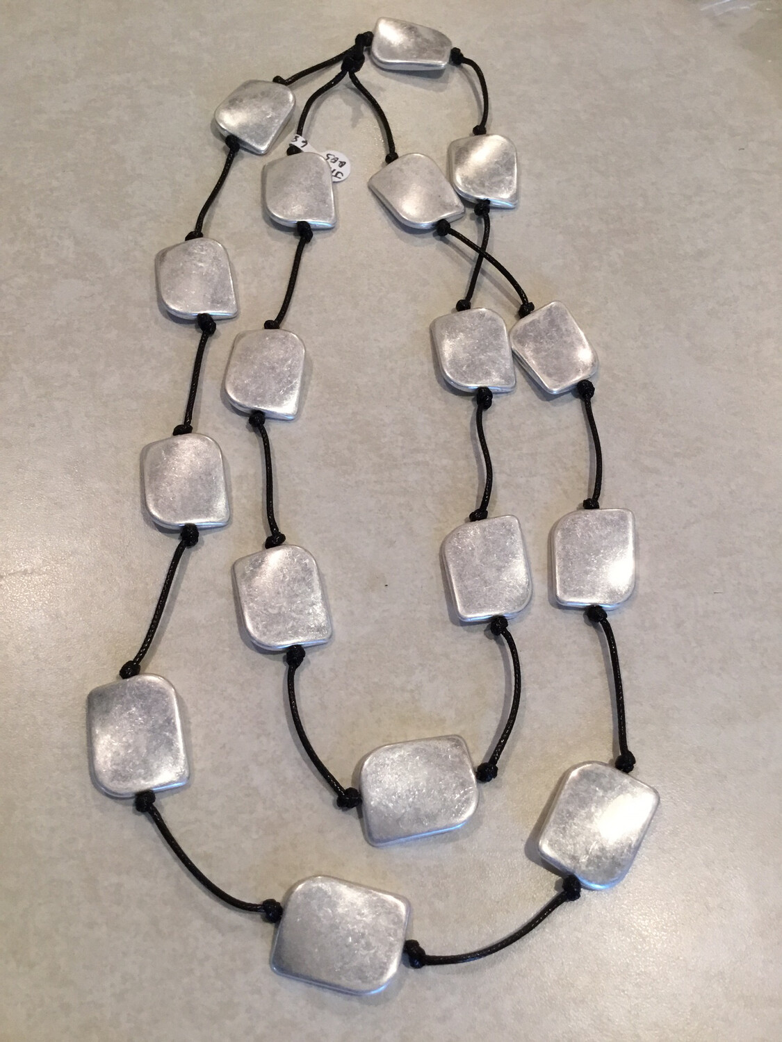 Sanded Silver Beads Long Necklace Doubles For Short