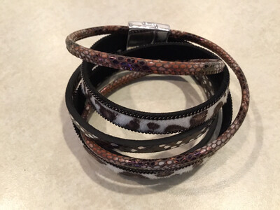 Two Round Wrap Lepoard Print Bracelet