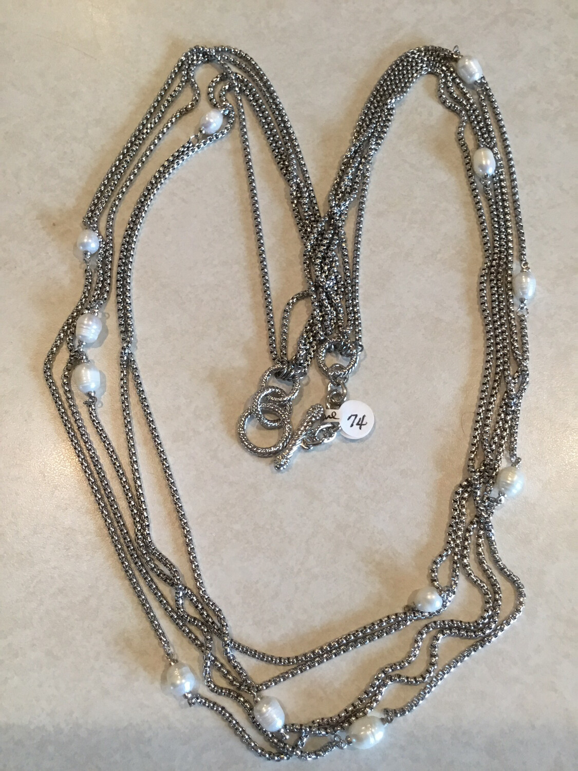 NK FIVE STRAND CHAIN WITH PEARLS 36 IN