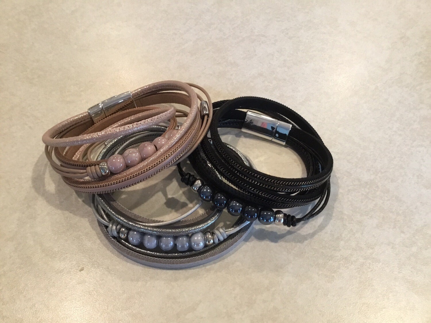 Leather Wrap Bracelet With Ceramic Beads