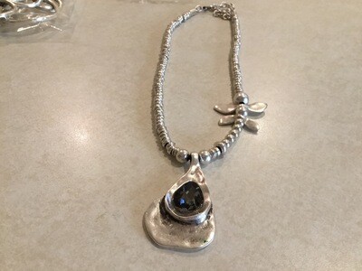 Handmade Pewter Necklace With Crystal And Dragon Fly
