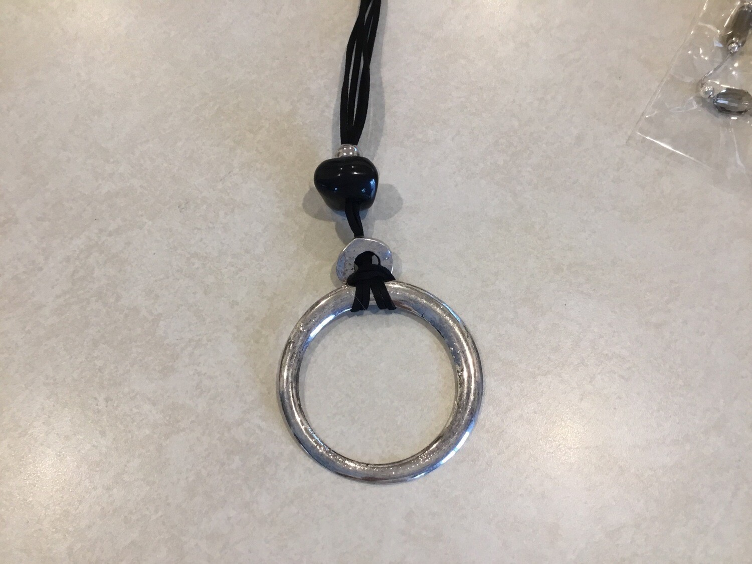 Black Leather Black Agate And Circle