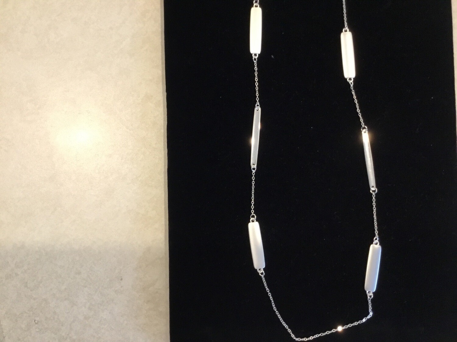 Long Silver Necklace Shiny/matte Bars
