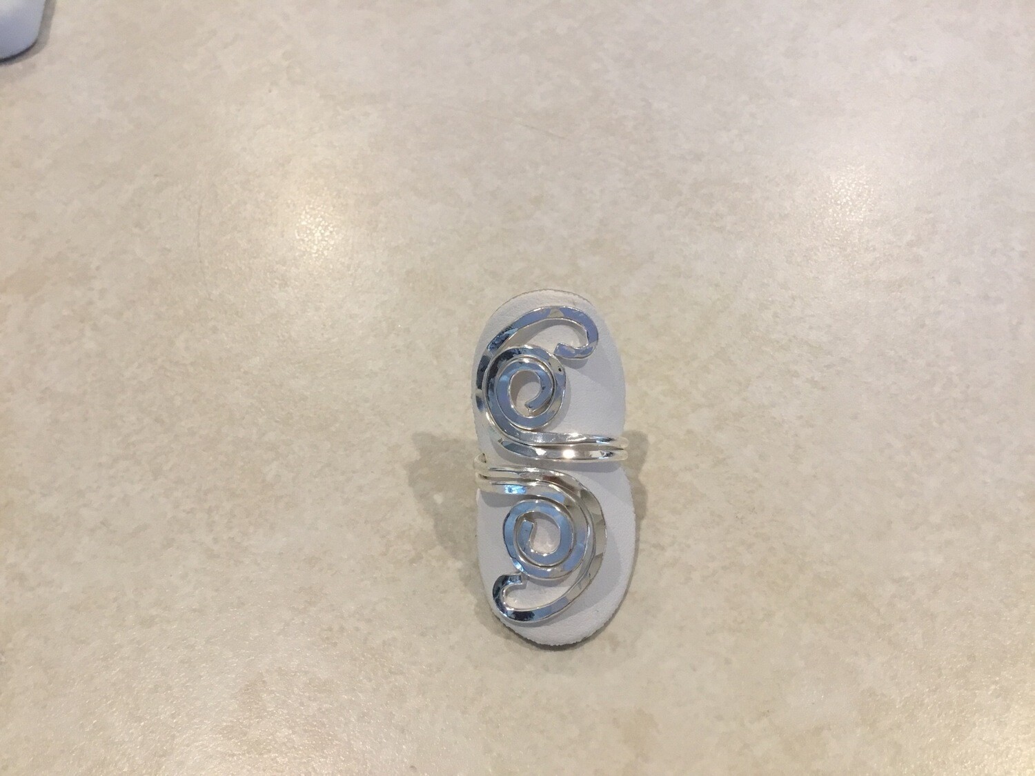 Silver Adjustable Hearts And Swirls Ring