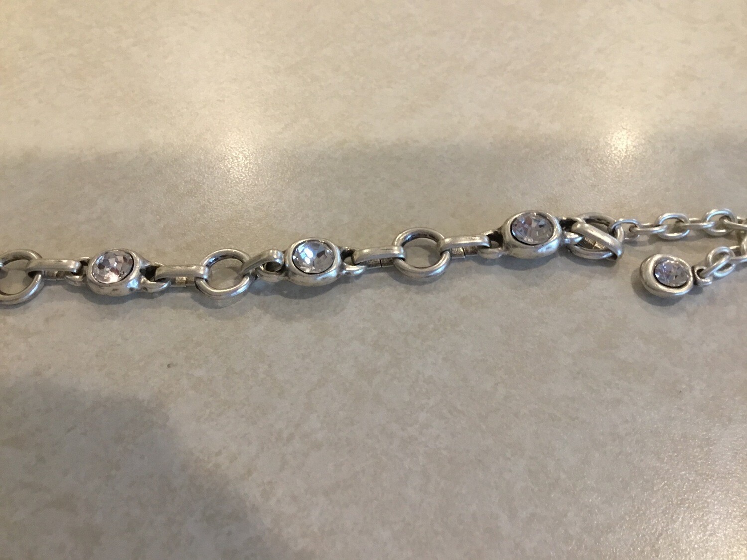 Handmade Pewter Bracelet With Clear Crystal 