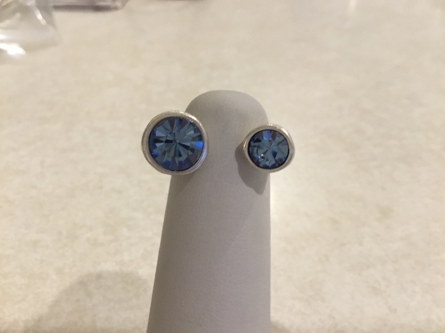 Handmade Pewter Ring With Beautiful Blue Crystals