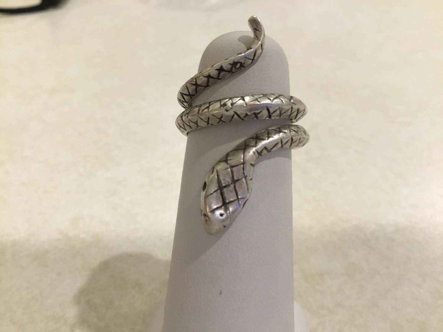 Handmade Pewter Adjustable Snake Ring