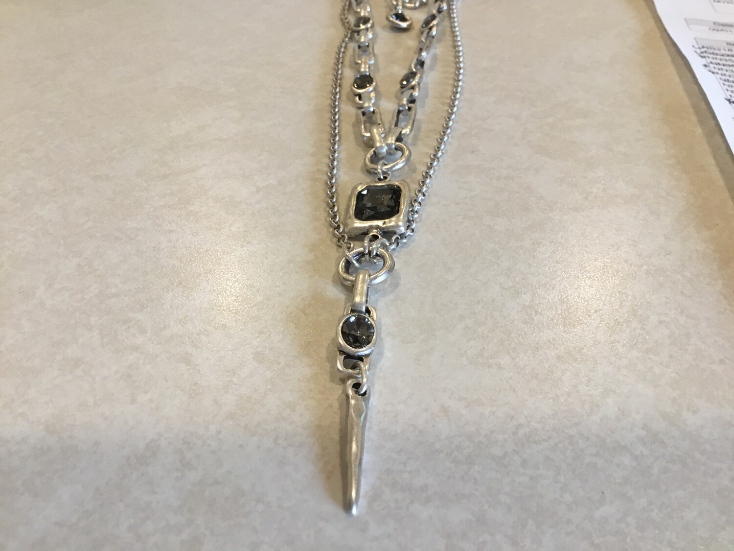 Handmade Short Double Necklace With Dark Crystals