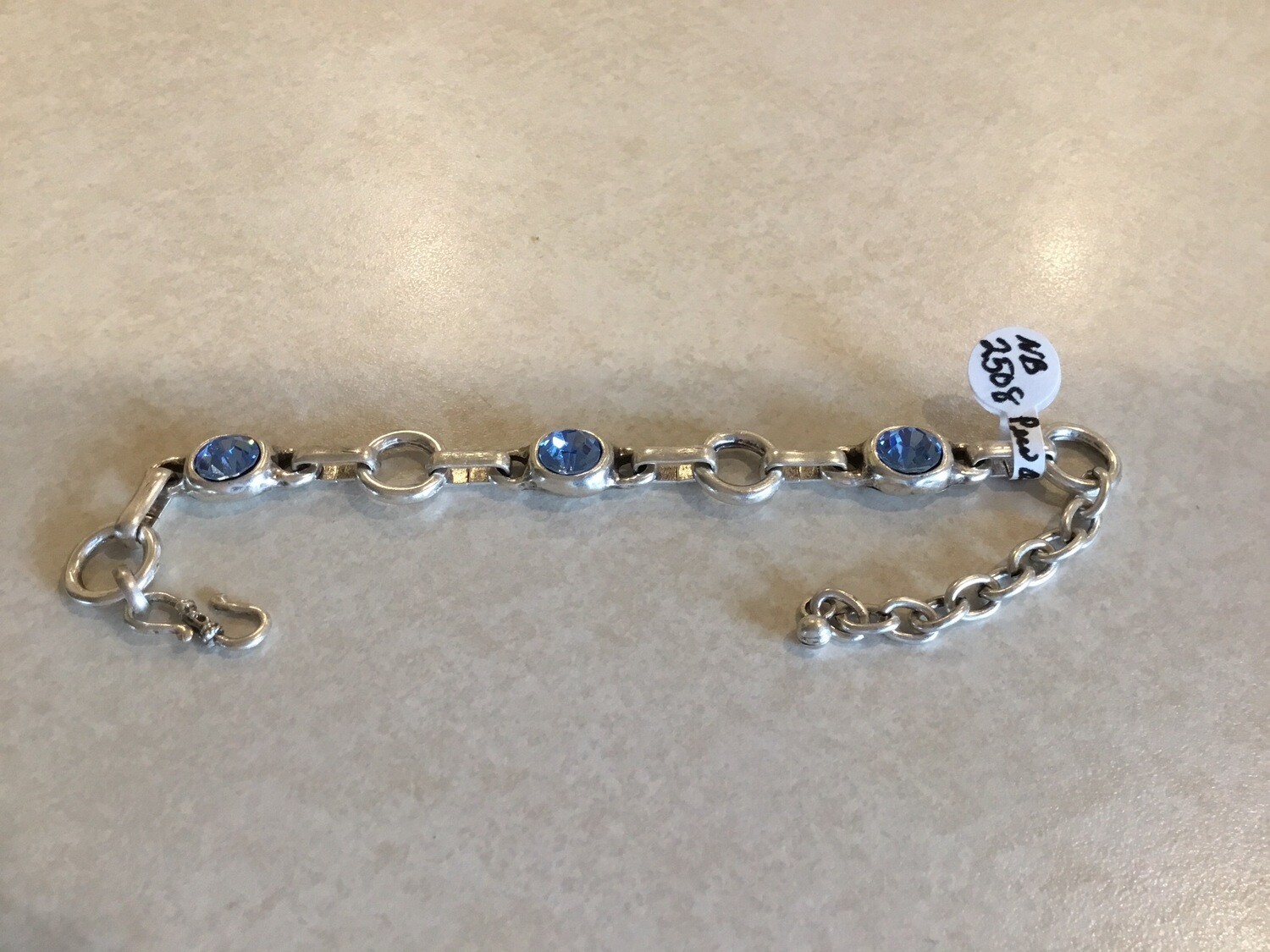 Handmade Pewter Bracelet With Ocean Blue Crystals