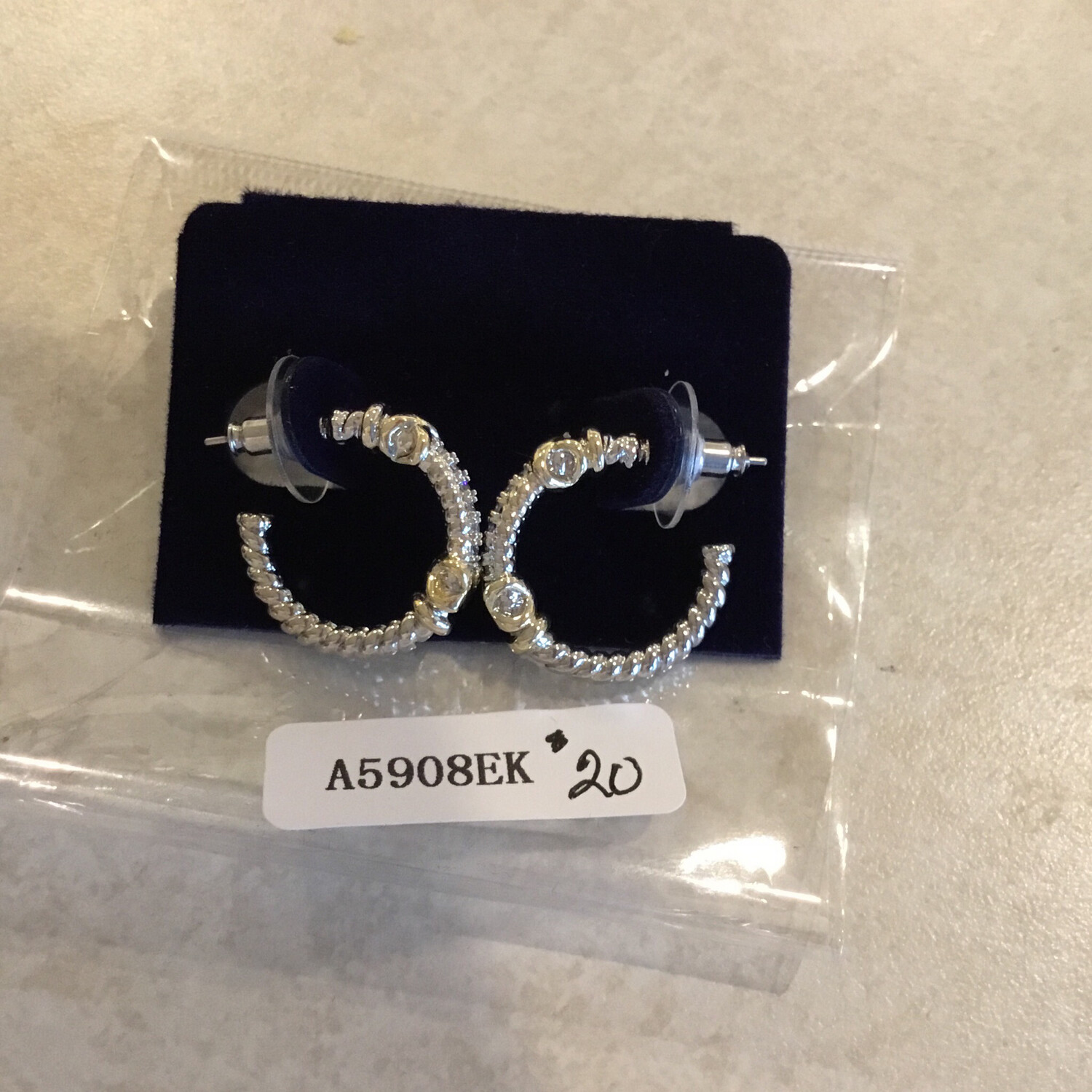 Small Cable Cross 2 Tone Hoop Earrings