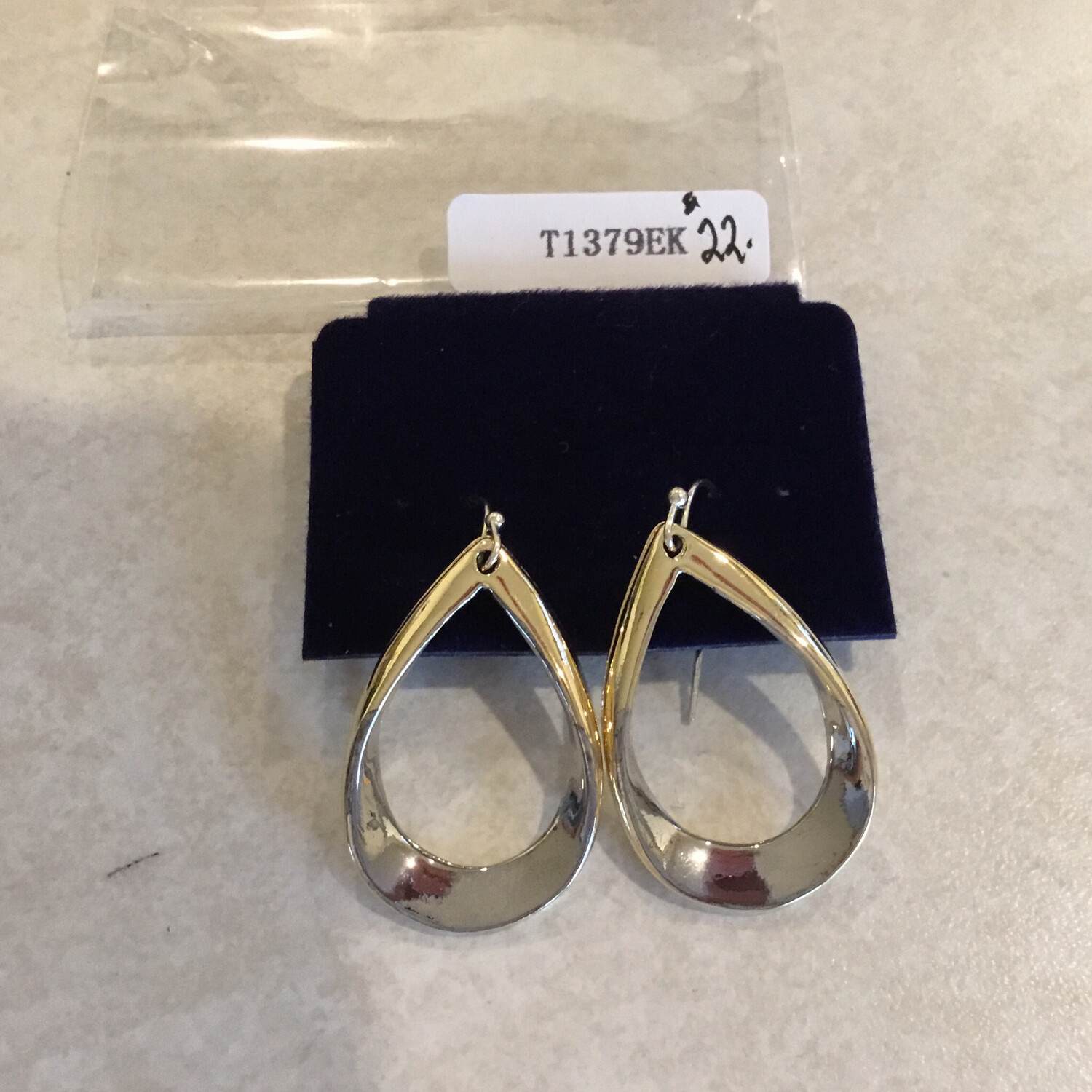 Beautiful 2 Tone Open Tear Drop Earrings
