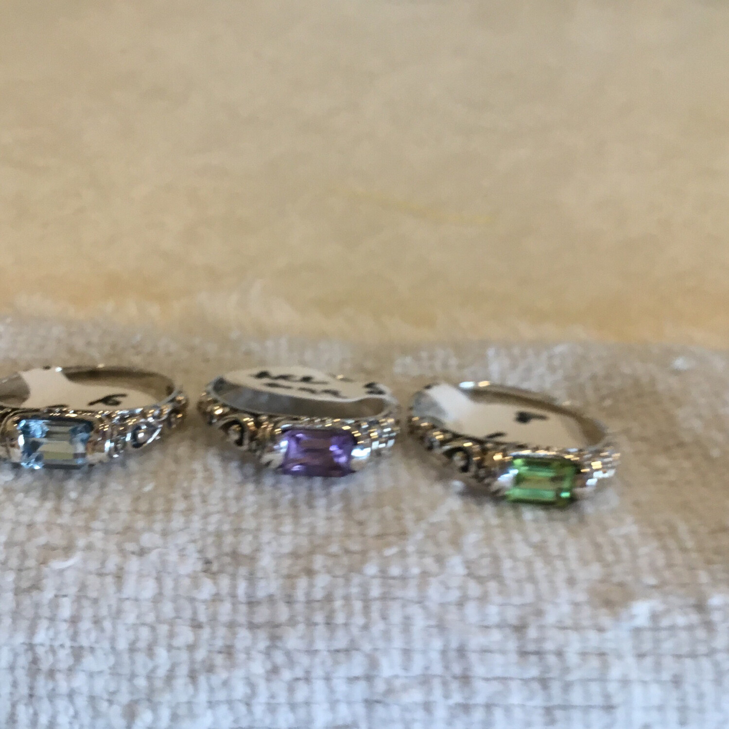 Sterling Silver Stackable Rings Available In Blue Topaz, Amethyst, And Peridot