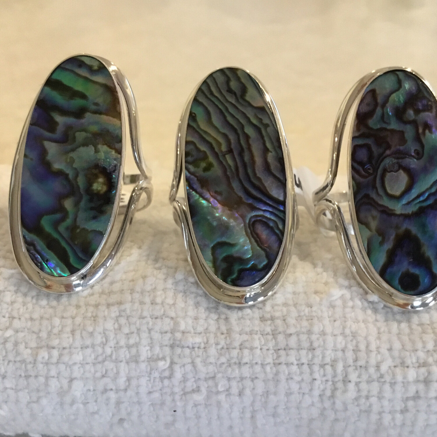 Sterling Silver Adjustable Oval Abalone Ring