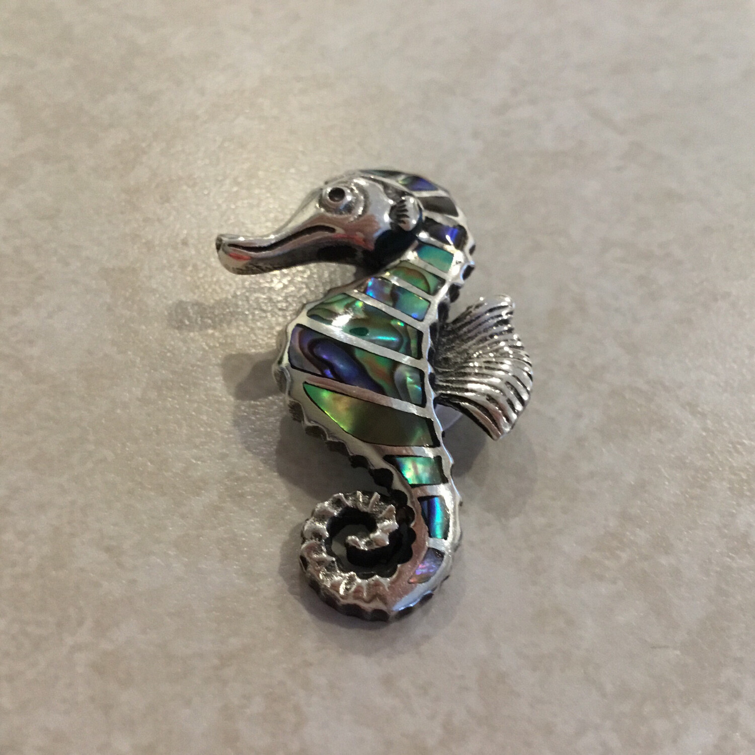 Sterling Silver Inlay Abalone Sea Horse